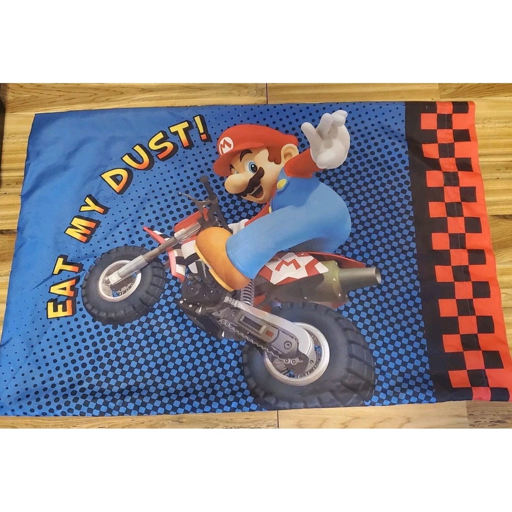 Super Mario Kart Nintendo Eat My Dust Dirt Bike Mario Luigi Standard Pillow Case